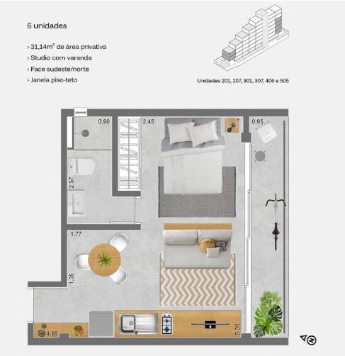 Apartamento, 1 quarto, 23 m² - Foto 12