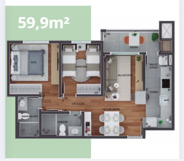 Apartamento à venda com 2 quartos, 59m² - Foto 17