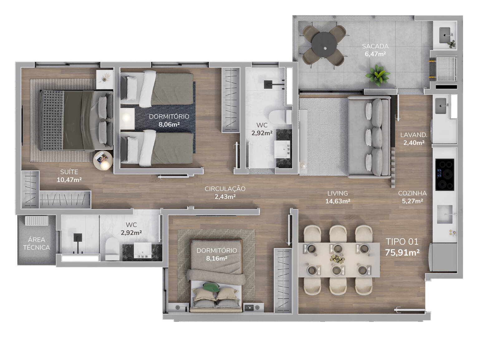 Apartamento à venda com 3 quartos, 75m² - Foto 22