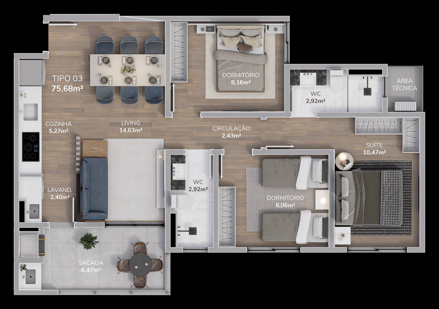 Apartamento à venda com 3 quartos, 75m² - Foto 24